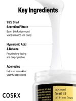کرم مرطوب کننده و آبرسان حلزون کوزارکس - Cosrx Advanced Snail 92 All In One Cream (100 g) اصل