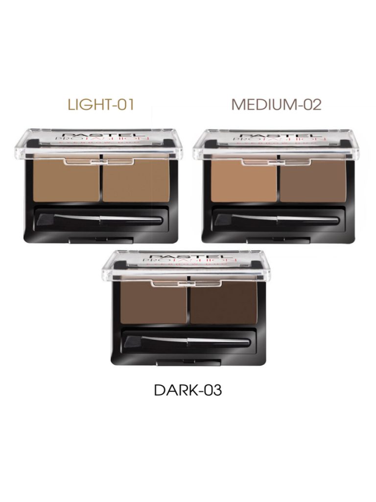رنگبندی پالت سایه ابرو دو رنگ شماره 01 مدل Profashion Eyebrow Duo پاستل