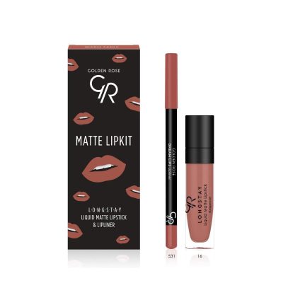  ست رژ لب مایع و خط لب گلدن رز مدل Matte Lip Kit
