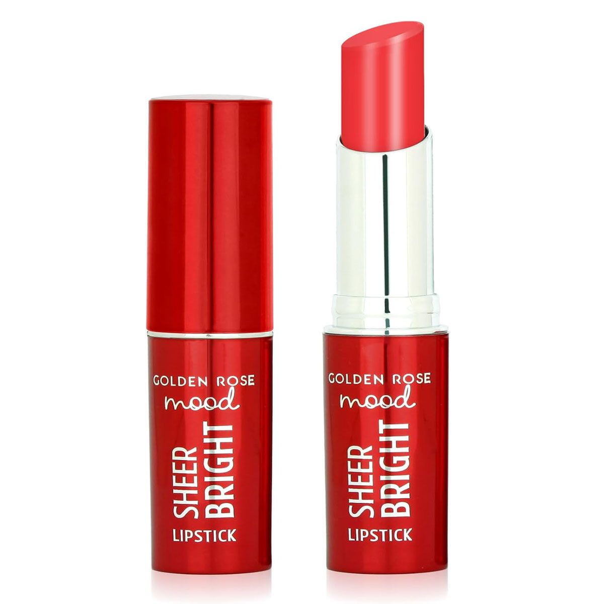 GOLDEN-ROSE-MOOD-SHEER-BRIGHT-LIPSTICK-NO-103-CORAL-RED رژ لب جامد گلدن رز Golden Rose مدل Sheer Bright شماره 103 Coral Red