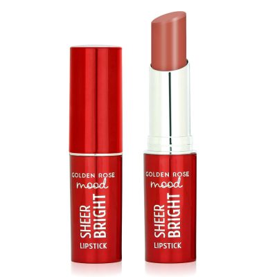 رژ لب جامد گلدن رز Golden Rose مدل Sheer Bright شماره 101 Nude Glow