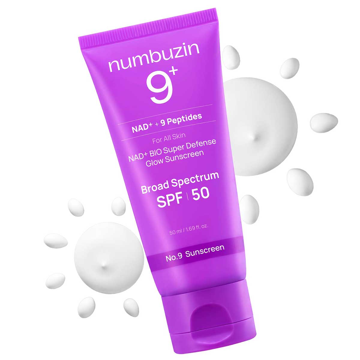 numbuzin-No.9-NAD-Sunscreen-SPF-50-Anti-Aging-Korean-Sunscreen ضد آفتاب نامبوزین ضد چروک شماره 9 NAD+ 9 Peptides Dewy Sun Essence