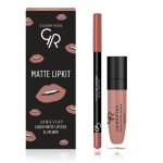  ست رژ لب مایع و خط لب گلدن رز مدل Matte Lip Kit وارم نود